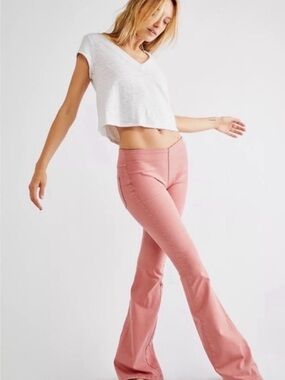 Free People Dusty Rose Pull on Penny Corduroy Pants